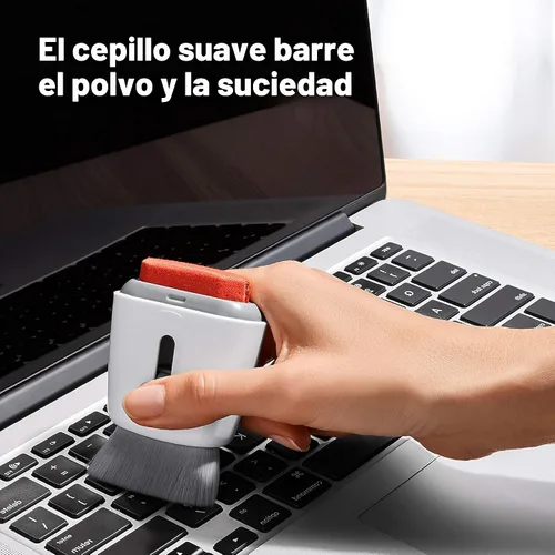 Vista 3 de OXO Limpiador para portátiles Good Grips Sweep & Swipe Almohadilla de microfibra y cepillo suave, elimina manchas y polvo, ideal para pantallas