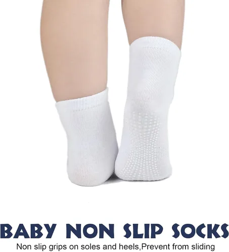 Vista 12 de EPEIUS Calcetines de bebé con empuñaduras para bebés y niños pequeños, calcetines antideslizantes de 6/12 pares
