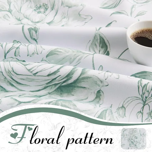 Vista 6 de Beauoop Cortinas Florales 100% Opacas de 63 Pulgadas de Largo, 2 Paneles para Dormitorio, Sala de Estar, Verde Blanco Estilo Granja