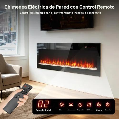 Vista 7 de Chimenea eléctrica de 36", 16 llamas ajustables, independiente/montada en pared/empotrada, inserto de chimenea de 1400W, chimenea eléctrica de pared