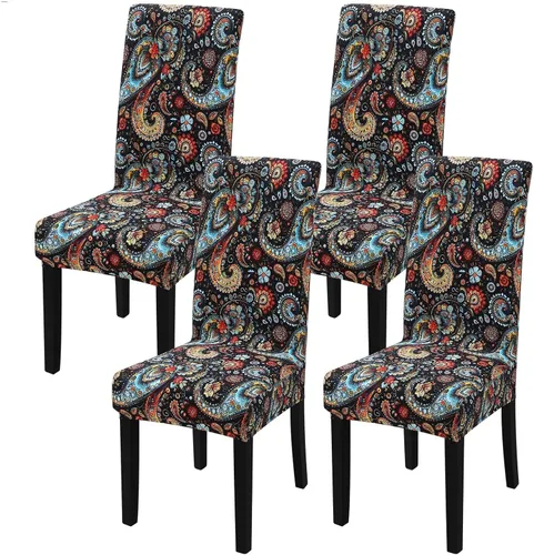 Vista 31 de Fundas para silla de comedor Yisun, fundas elásticas para silla de comedor, funda protectora para silla de comedor, mezcla de poliéster, Beige