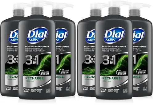 Vista 12 de Dial Lavado corporal 3 en 1 para hombre, cabello y cara, recarga, 23 onzas líquidas, paquete de 3 Total 69 Fl Oz, clean rinse technology