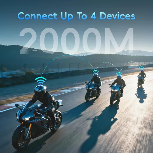 Vista 2 de vernee Altavoces Bluetooth para casco de motocicleta, 4 conductores, intercomunicador de 1.2 mi, con 2 micrófonos tipo, impermeabilidad