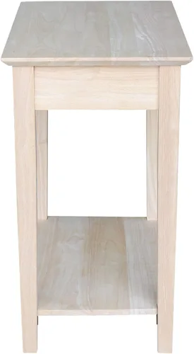 Vista 6 de IC International Concepts, Mesa auxiliar estrecha, madera real maciza, madera de parawood resistente, sala/dormitorio/entrada, dimensiones: 22