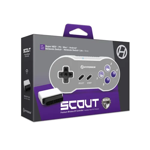 Vista 2 de Hyperkin "Scout" Premium BT Controller for Super NES PC Mac Android (Includes Wireless Adapter)