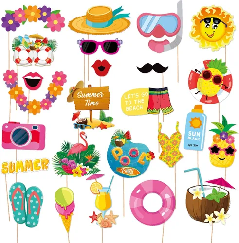 Vista 12 de OURUOLA Decoraciones hawaianas de verano para fiestas en la piscina, gafas de sol divertidas - 16pcs gafas tropicales Aloha flamingo, decoración