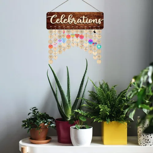Vista 6 de Regalos para mamá y abuela, calendario de celebraciones de cumpleaños 3D recordatorio para colgar en la pared, placa de cumpleaños familiar