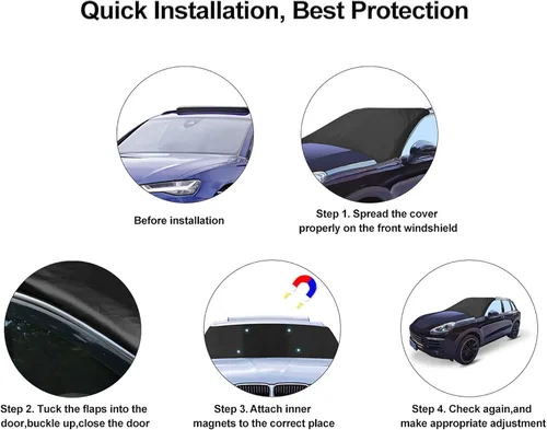 Vista 6 de X AUTOHAUX 210T Cubierta Magnética para Parabrisas de Nieve de Auto, Protección contra Escarcha y Hielo, Parasol Impermeable, Protector