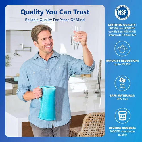 Vista 7 de Express Water ROD 10D Sistema de filtrado de agua potable por ósmosis inversa y deionización de 6 etapas - Membrana 100 GPD RO - Filtro de uso