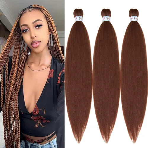 Vista 19 de Pelo trenzado corto 1B negro preestirado Extensiones de pelo trenzado para niños para trenzas de caja sin nudos, pelo trenzado preestirado de 16