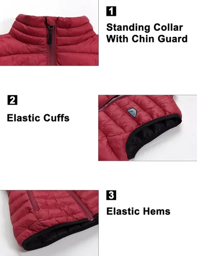 Vista 5 de Mapamyumco Chaleco acolchado ligero de invierno para mujer, chaquetas sin mangas plegables con aislamiento reciclado