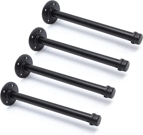 Vista 11 de Soportes industriales de tubo de hierro negro de 3/4 pulgadas, soportes rústicos para colgar en la pared, soportes de tubería personalizados