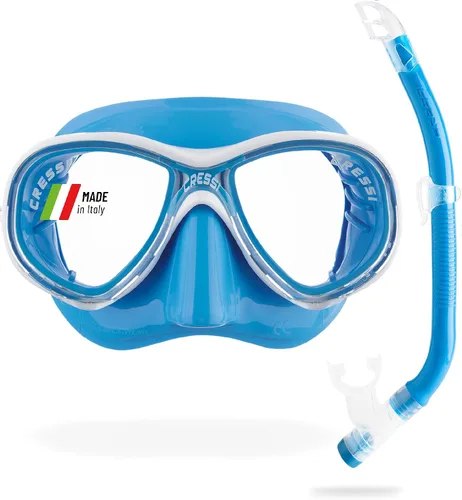 Vista 7 de Cressi Kids' C Estrella VIP Jr Clear/Lime Junior Snorkeling/Diving Combo Set Azul