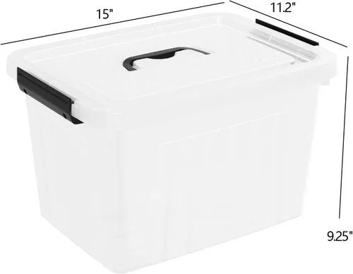 Vista 2 de Readsky Contenedor de plástico de 18 cuartos de galón con tapas y asa, bolsa de almacenamiento de plástico transparente, 4 paquetes