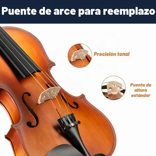 Vista 4 de Mendini 1/2 MV Violín de madera maciza con estuche rígido, soporte para los hombros, arco, colofonia y cuerdas adicionales Satén Antiguo