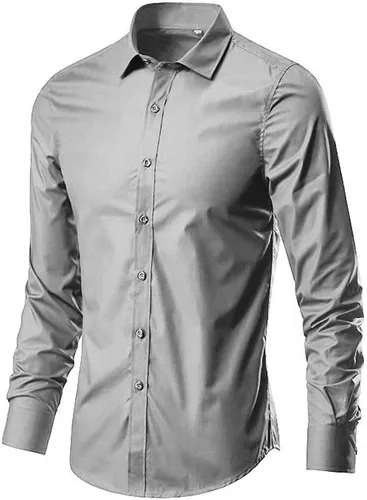 Vista 7 de Camisa de vestir para hombre, manga larga, de algodón, con botones, ajuste regular, tallas grandes y altas