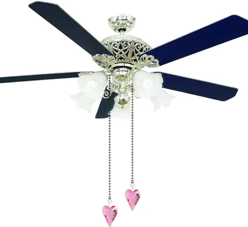 Vista 4 de 2 unidades de 12 pulgadas de cristal para ventilador de techo con dije de corazón, extensor de cadena con conector de cadena de bola para decoración