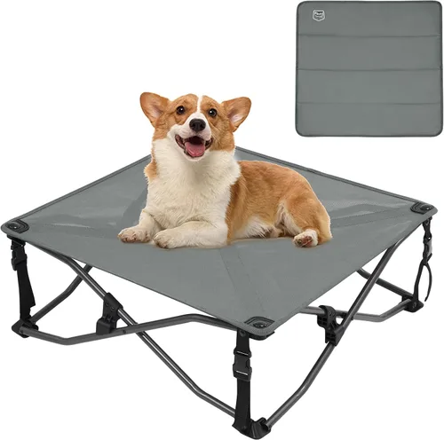 Vista 8 de TIMBER RIDGE Cama para Perros al Aire Libre, Cama Elevada para Perros con Enfriamiento Cuna Elevada Portátil para Mascotas con Malla Transpirable