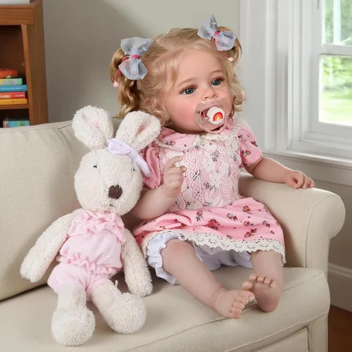 Vista 3 de CHAREX Muñeca realista Reborn Baby Girl – Muñeca realista hecha a mano de la vida real de 20 pulgadas, cuerpo con peso recién nacido, sensación