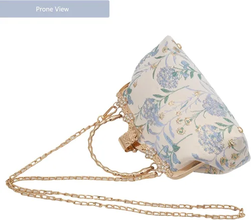 Vista 5 de YeBon Retro Shoulder Chain Messenger Clutch Chinese Style Embroidered Jacquard Women's Evening Bags
