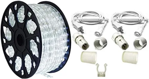 Vista 3 de AQL AQLighting - Kit de cuerda de luz LED blanca fría regulable, 120 voltios, 150 pies/rollo, cuerda de luz de grado comercial para interiores