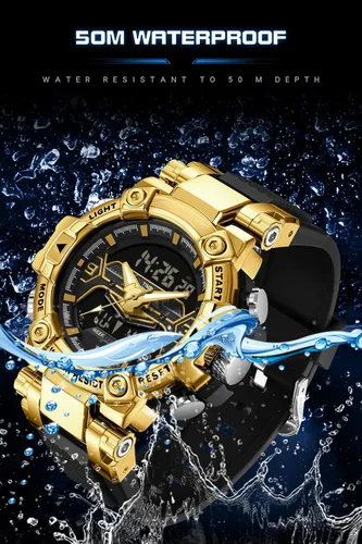 Vista 4 de findtime Relojes de diseñador genial para hombre, color azul, gran cara, relojes para hombres, electrónico único, deportivo, militar, audaz