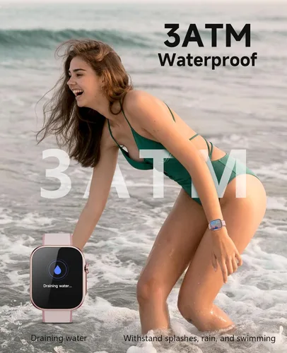 Vista 4 de Reloj inteligente para mujer, monitor de presión arterial, frecuencia cardíaca, oxígeno en sangre, sueño, rastreador de actividad impermeable 3ATM