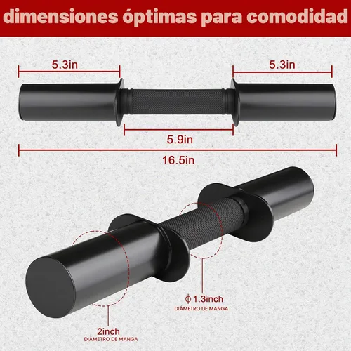 Vista 2 de Par de mancuernas olímpicas de 16" con asas para discos de 2 pulgadas, barras de mancuernas cargables con empuñaduras de goma estriada