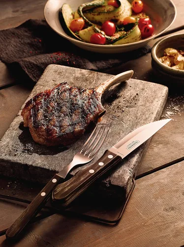 Vista 2 de Tramontina Churrasco - Juego de cuchillos para carne jumbo de 5 pulgadas, 4 piezas, color marrón