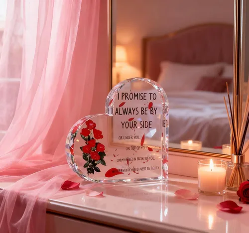 Vista 2 de Placa de corazón de acrílico, citas inspiradoras, regalo romántico para novia, novio, amante, regalo para boda, cumpleaños, aniversario, decoración
