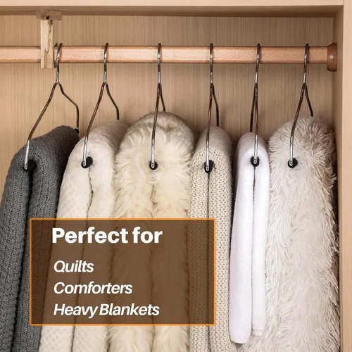 Vista 3 de Perchas extra anchas para cortinas y mantas, resistentes que ahorran espacio con tubo antideslizante, ideales para edredones, sacos de dormir