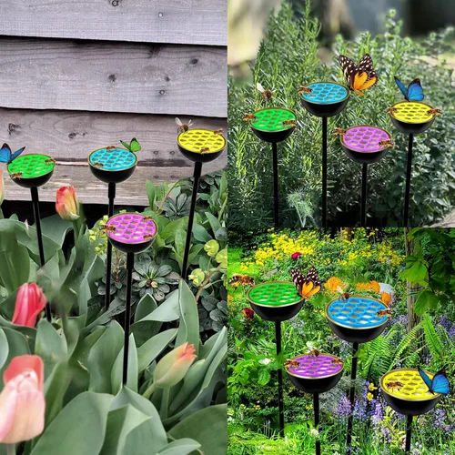 Vista 6 de Paquete de 4 estaciones de agua para abejas y mariposas para jardín con isla de abejas, atrapador de agua de abejas para polinizadores sedientos