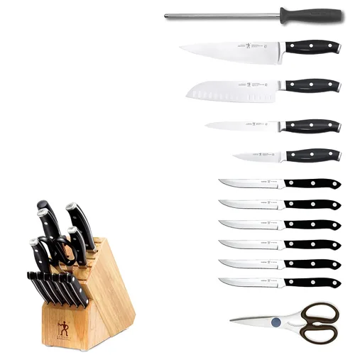 Vista 3 de HENCKELS Forged Premio - Juego de 13 cuchillos de chef, cuchillo de pelar, cuchillo utilitario, marrón claro, acero inoxidable