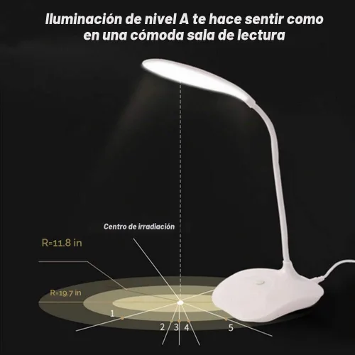 Vista 3 de Lámpara LED de mesa, portátil, con protección ocular, con cuello de cisne flexible, luces de escritorio pequeñas para dormitorio, estudio, oficina