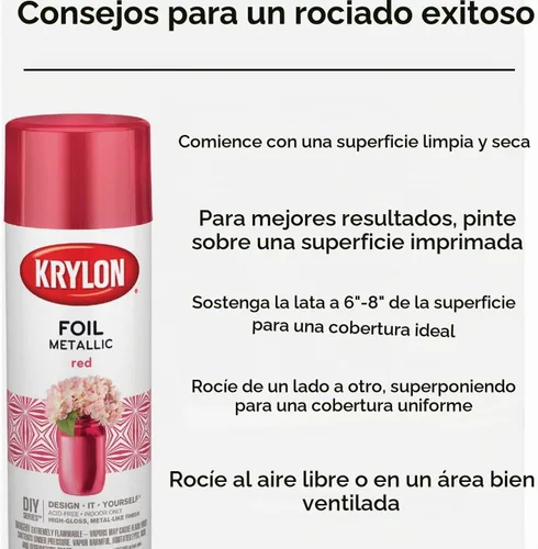 Vista 3 de Krylon K01080000 Premium Foil Metallic Spray Paint, rojo, 8 oz.