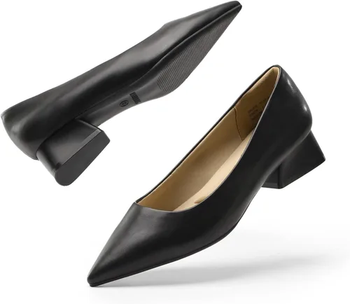 Vista 2 de DREAM PAIRS Zapatos de trabajo de tacón grueso para mujer, con puntera cerrada, zapatos de trabajo de bloque bajo, cómodos zapatos de boda