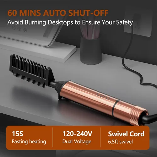 Vista 4 de LURA Peine caliente de titanio nano para pelucas, 250-500 °F para cabello de mujeres negras, peines de presión para cabello negro, peine alisador