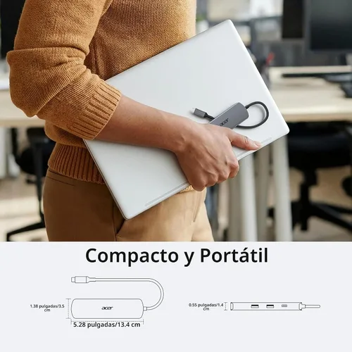 Vista 8 de acer 6 en 1 USBC Hub con Ethernet, 4K @60Hz USBC a HDMI Multiport Adapter 2*USB-A 3.0 & 1*USB-C 3.0 Data Ports, 100W PD Port, USB C Dongle for