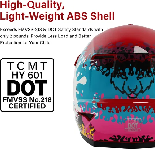 Vista 12 de SLMOTO - Casco DOT para niños y jóvenes, casco de motocross para todoterreno y calle, casco de motocicleta, casco de bicicleta de tierra, motocross