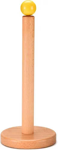Vista 9 de Soporte para toallas de papel, soporte de rollo de cocina de madera (bola negra)
