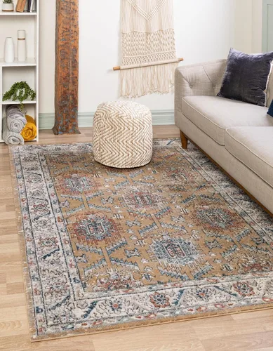 Vista 11 de Unique Loom Colección Nyla - Alfombra de área - Princesa (2 pies x 3 pies 1 pulgada, rectangular, rosa salmón/marrón)