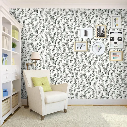 Vista 8 de Livebor Papel tapiz de hoja de olivo para despegar y pegar, papel de contacto de hojas de 17.7 x 78.7 pulgadas, color verde salvia, papel tapiz