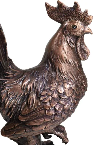 Vista 6 de Ebros Country Western - Estatua decorativa de gallina de gallo en bronce galvanizado con base Sunshine Crow Rural Barnyard Farmhouse Gallina Cocina