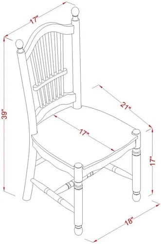 Vista 8 de East West Furniture ANDO3-BCH-W Juego de mesa de comedor de 3 piezas contiene una mesa redonda de madera con pedestal y 2 sillas de comedor