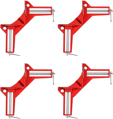 Vista 7 de 4 abrazaderas de ángulo recto de 90 grados, abrazaderas de esquina de aleación de aluminio, abrazadera cuadrada ajustable, herramientas manuales
