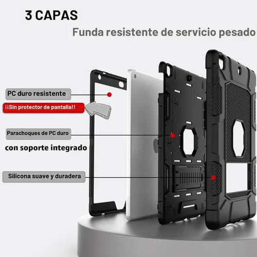 Vista 3 de Funda para iPad de 7ª/8ª generación, funda para iPad 10.2, híbrida, resistente, a prueba de golpes, funda de protección contra caídas construida