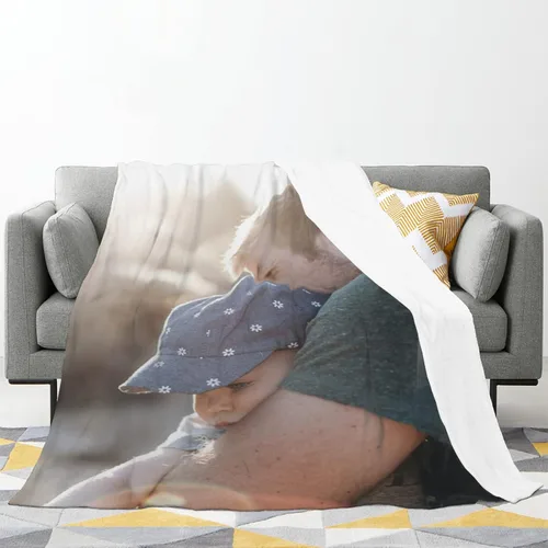 Vista 2 de Manta personalizada con foto, manta personalizada de franela polar para madre, padre, familia, amigos, amantes de mascotas, boda, día de San 1 Foto