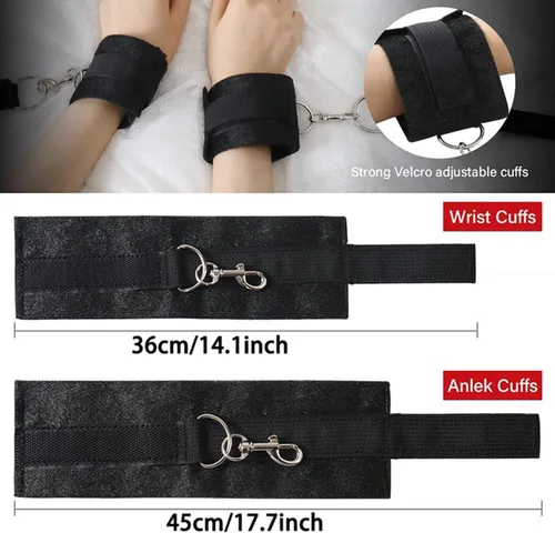 Vista 5 de Pulseras sexuales de mano peludas, juego sexual para cama, lazos sexuales para tobillos y muñecas para mujeres, collar sumiso, gargantillas, cuello