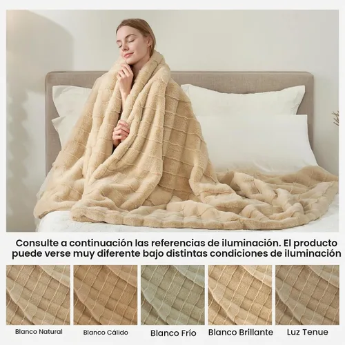 Vista 8 de Cozy Bliss Manta mullida de piel sintética para sofá, cama, sala de estar, 50 x 60 pulgadas