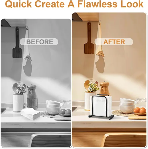 Vista 3 de Servilletero, moderno soporte para servilletas de papel de pie para cocina, mesa de comedor, almacenamiento de servilletas de metal para todas